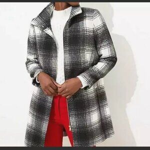 LOFT Women's Plaid Pea Coat Size L
